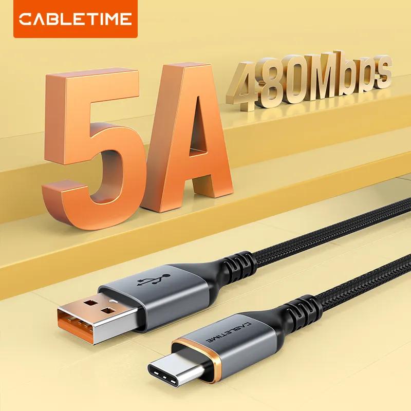 CABLETIME USB Type C 케이블 USB3.0 5Gbps Type-C USB C 3A 고속 충전 데이터 케이블 삼성 Huawei P10 P20 Pro C021 용 나일론